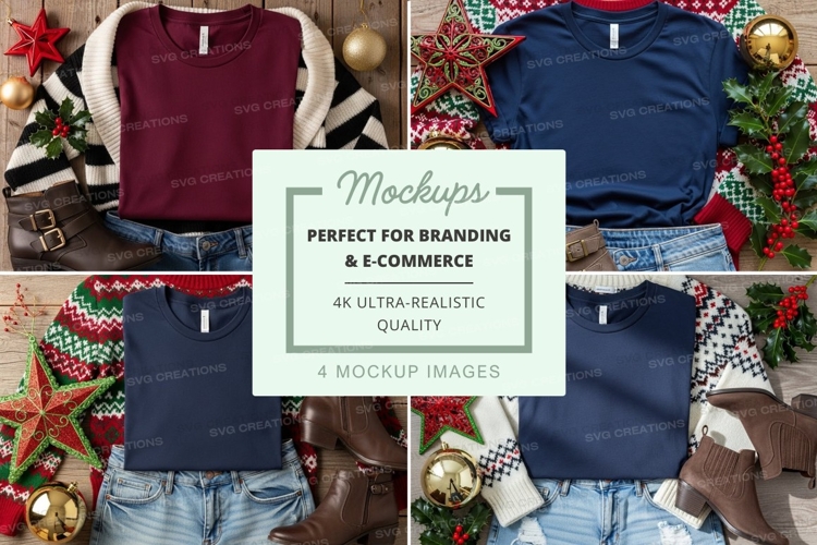 Holiday themed t-shirt mockups