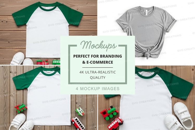 Baseball tee mockup with green sleeves