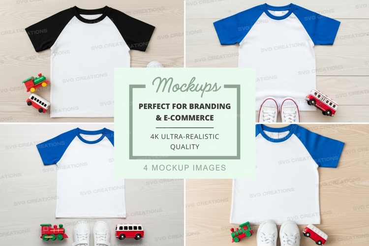 Baseball tee mockup with toys and shoes
