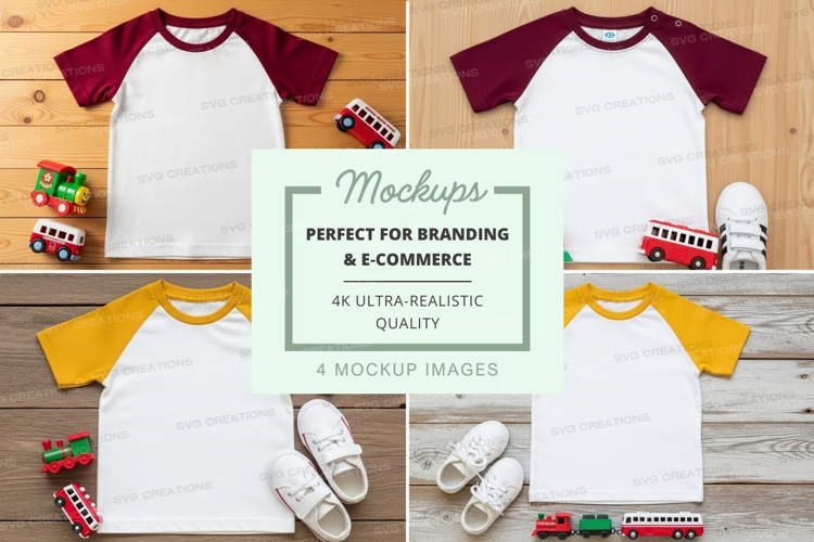 Baseball tee mockup with toys and sneakers