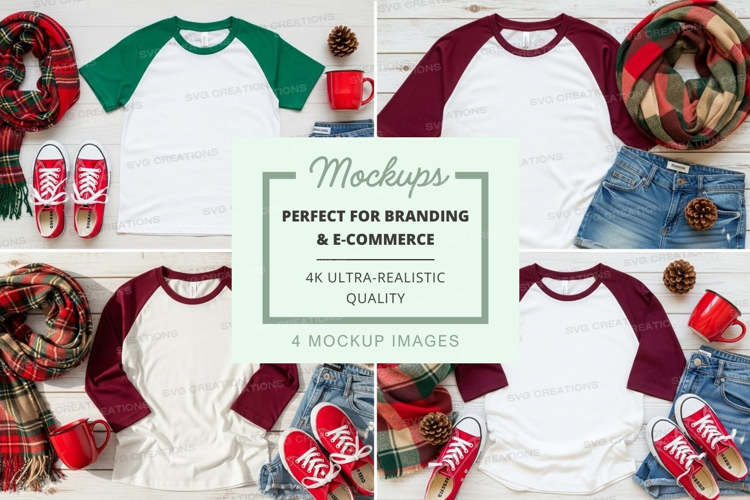 Baseball tee mockup with holiday accessories