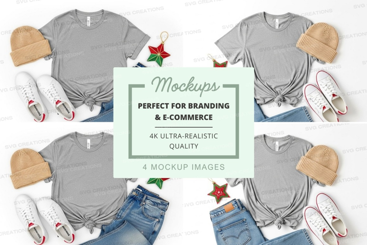 Gray t-shirt mockup with accessories