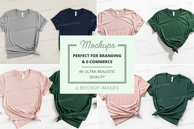 Collection of t-shirt mockups in various colors