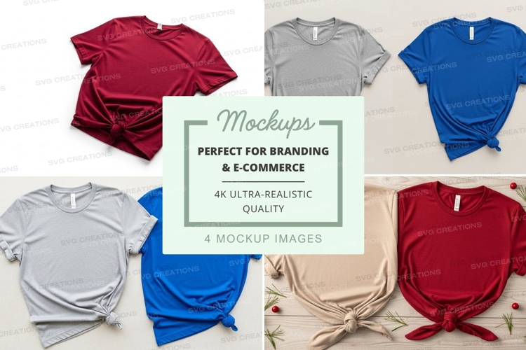 Collection of t-shirt mockups in various colors