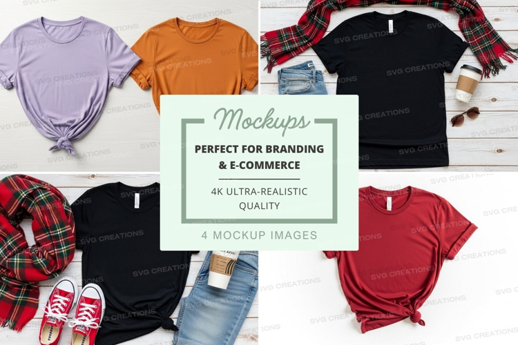T-shirt mockup with various styles and colors