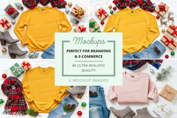 Holiday sweatshirt mockup set