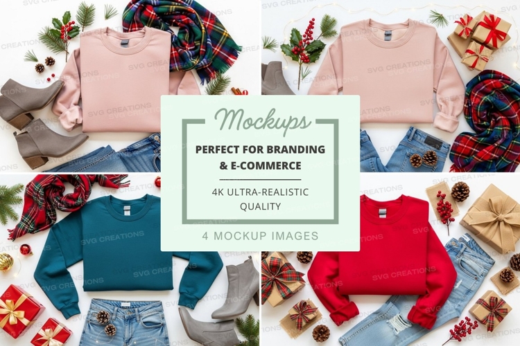 Holiday sweatshirt mockup with accessories