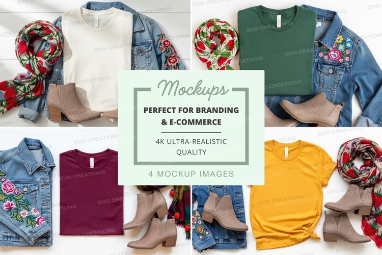 Flat lay mockup of various apparel items