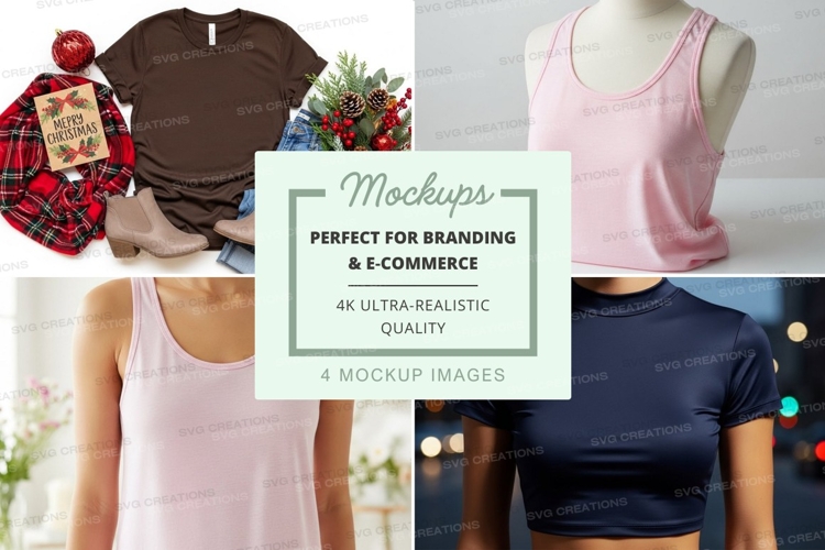 Apparel mockup featuring t-shirt and tank tops