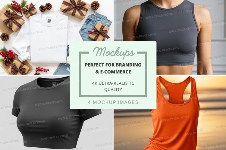 Collage of t-shirt and tank top mockups