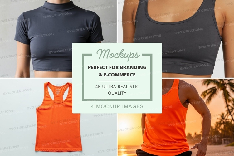 Collage of womens athletic wear mockups
