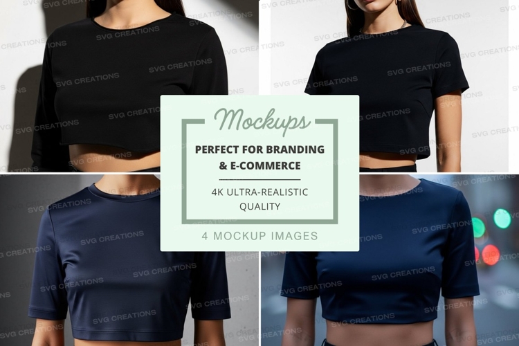 Crop top mockup in black and navy blue