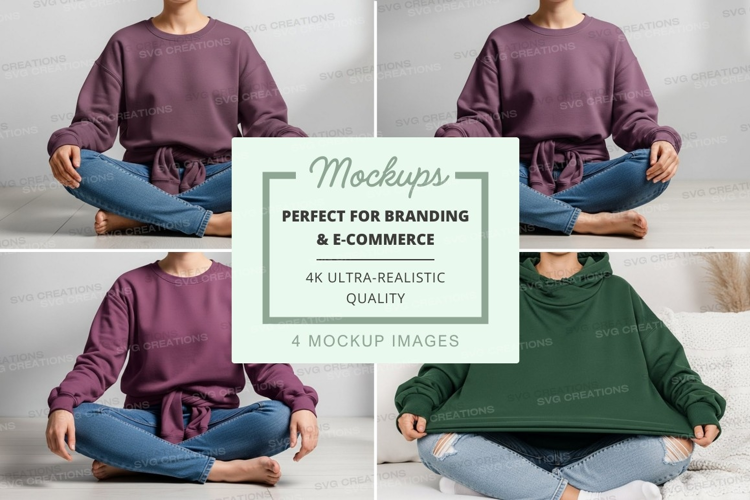 Mockup: casual sweatshirts in relaxed poses