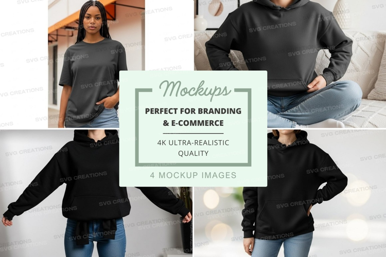 Mockup of a black hoodie