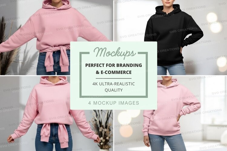 Mockup of pink and black hoodies example image 1