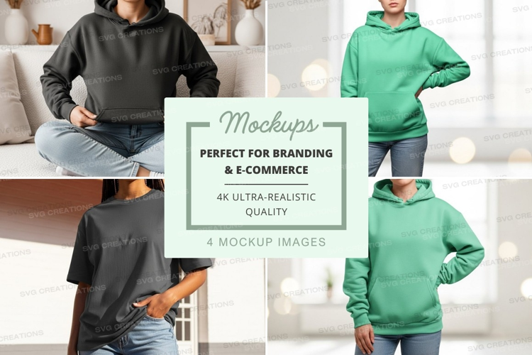 Mockup of casual hoodies in different colors