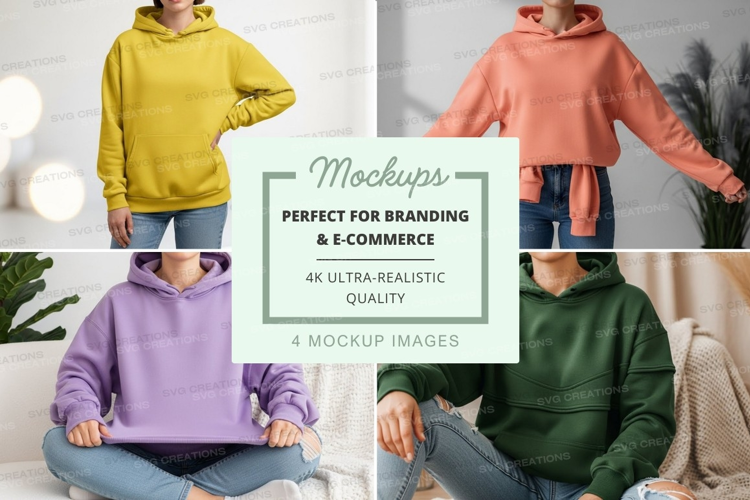 Mockup of colorful hoodies