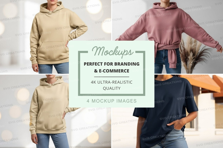 Mockup: casual hoodies and t-shirts collection