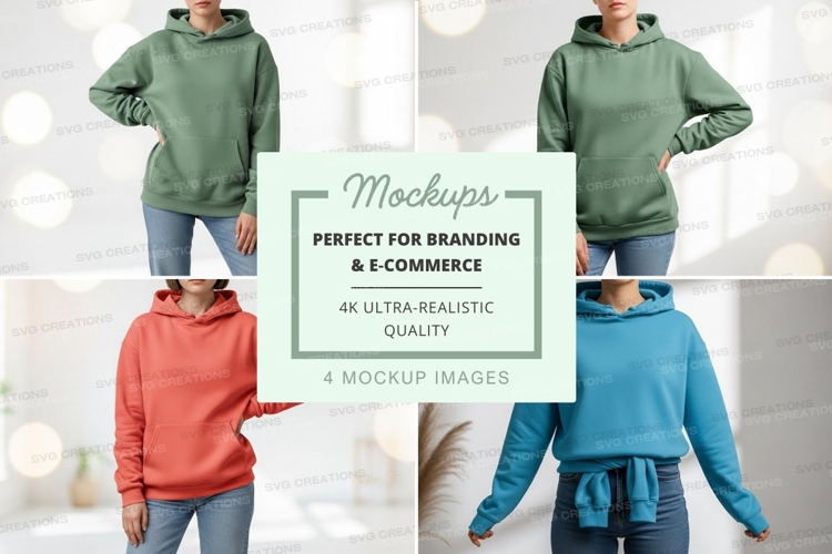 Mockup: collection of hooded sweatshirts