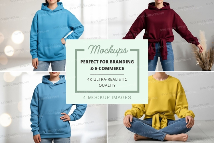 Mockup collection of hooded sweatshirts