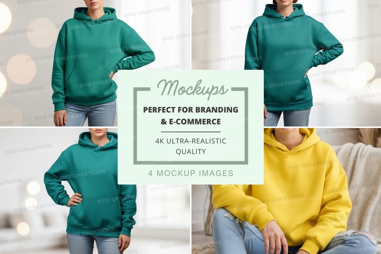 Mockup of hooded sweatshirts in various colors