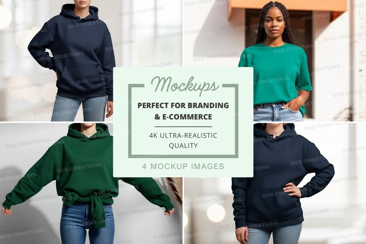 Mockup: collection of hooded sweatshirts
