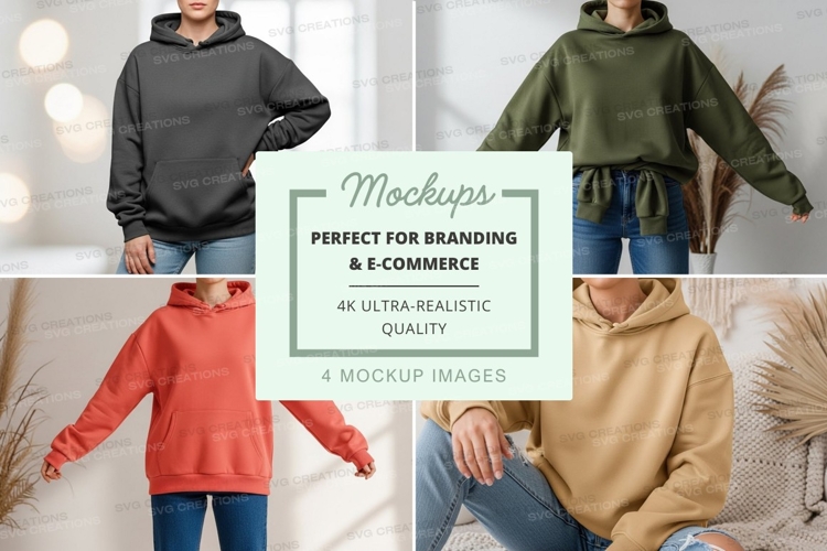 Collection of hooded sweatshirts mockup