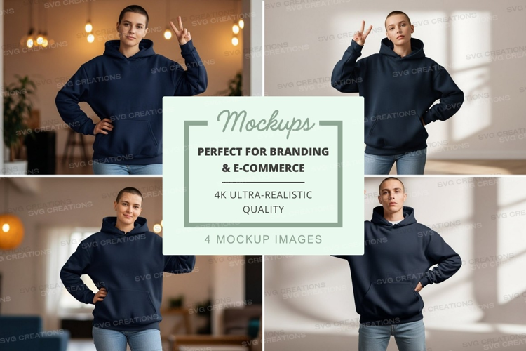 Mockup: casual hoodie in a cozy indoor setting