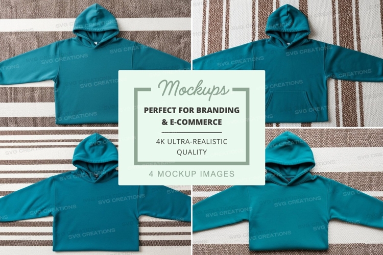 Teal hoodies mockup example image 1