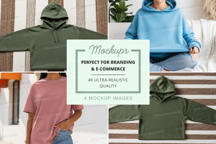 Casual hoodies and t-shirts mockup