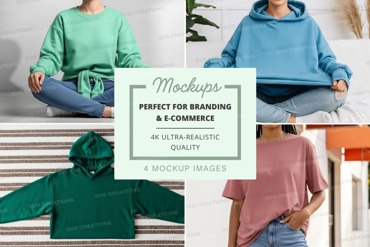 Casual and comfortable hoodies and t-shirts mockup