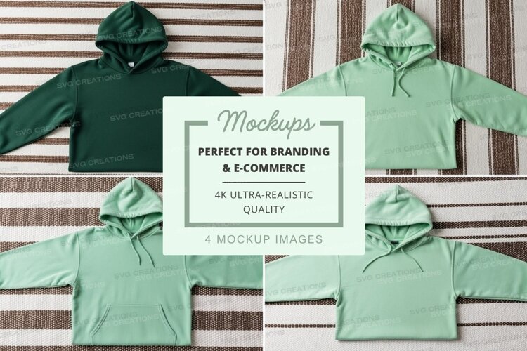 Mockup of four hooded sweatshirts example image 1