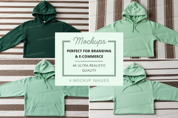 Mockup of four hooded sweatshirts