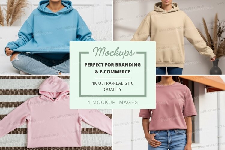 Casual hoodies and t-shirts mockup example image 1