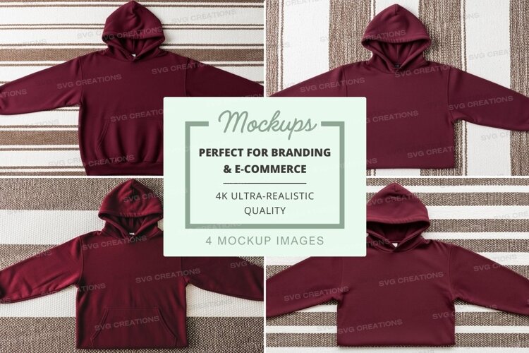 Mockup of burgundy hoodies example image 1