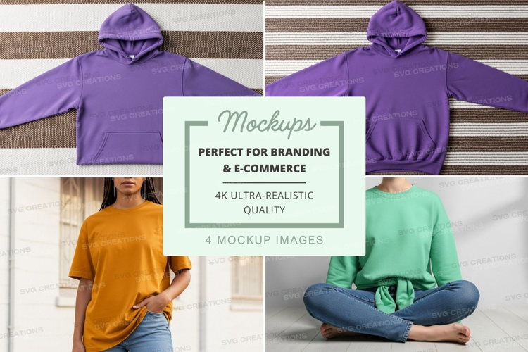 Mockup of casual wear hoodies and t-shirts