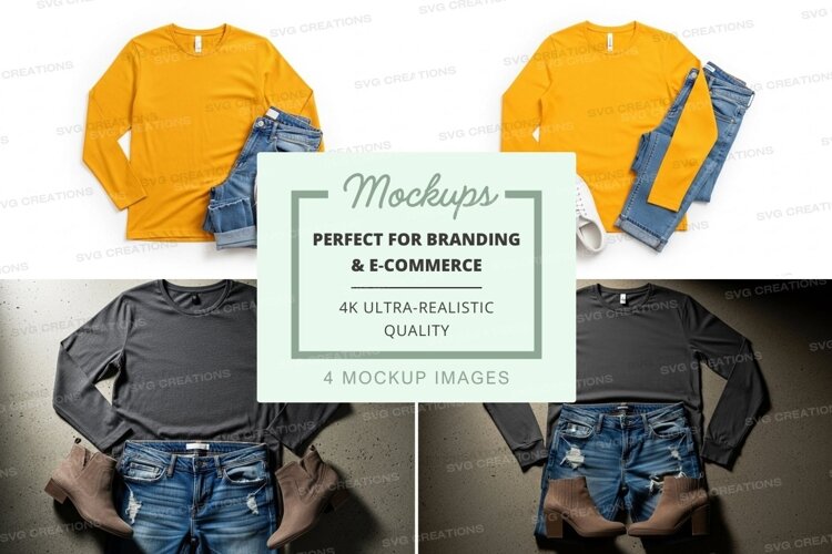 Collection of long sleeve t-shirt mockups example image 1