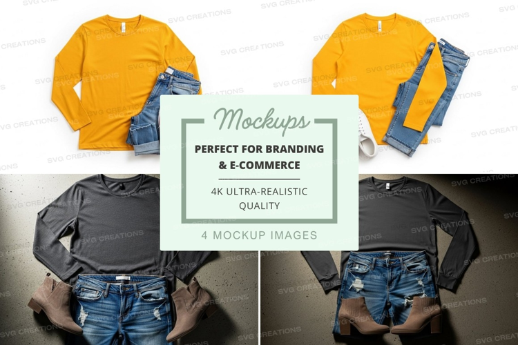 Collection of long sleeve t-shirt mockups