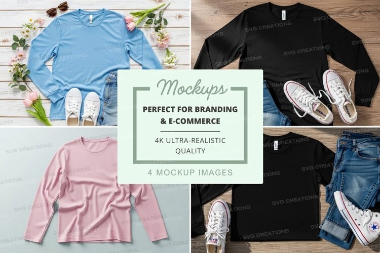 Collection of long sleeve t-shirt mockups example image 1