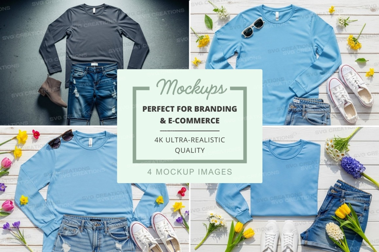 Long sleeve t-shirt mockup with accessories