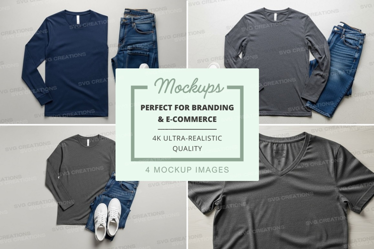 Flat lay mockup of t-shirts and accessories