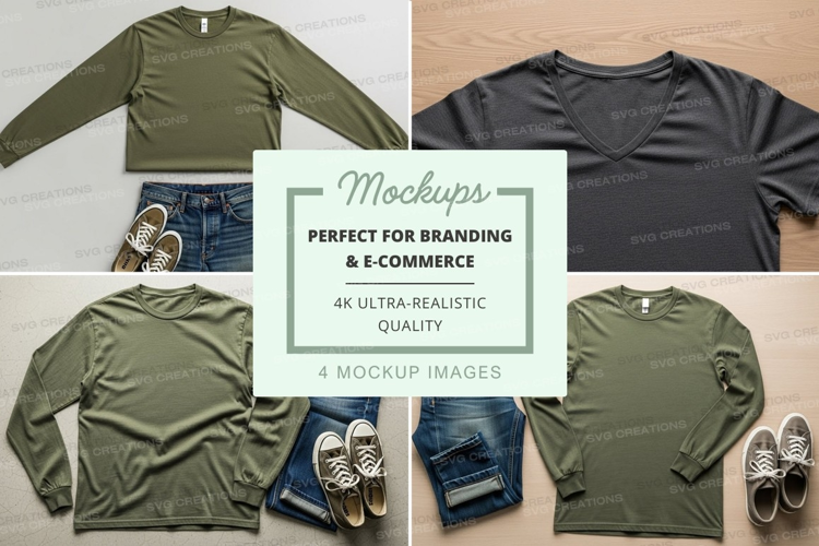 Apparel mockup featuring t-shirts and jeans