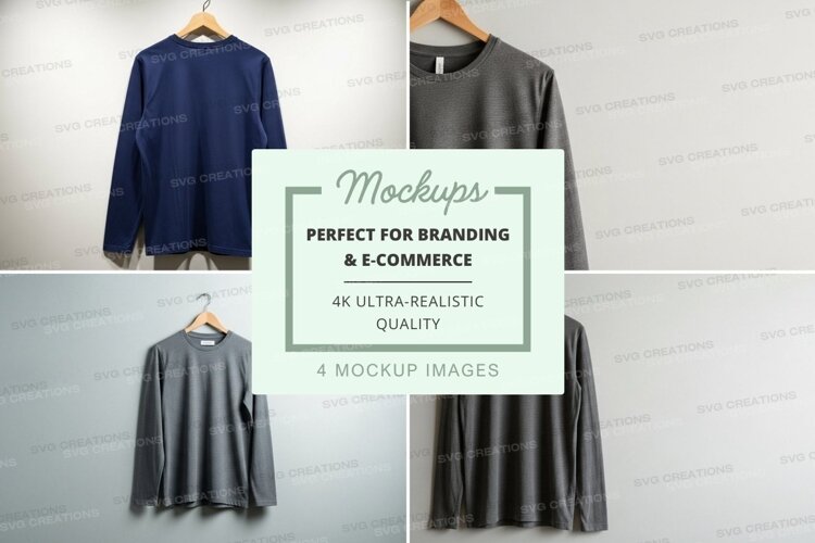 Four long sleeve t-shirt mockups example image 1