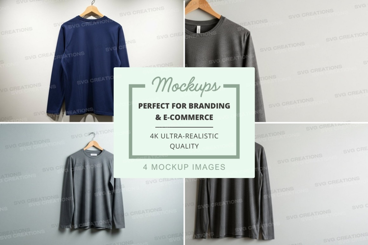 Four long sleeve t-shirt mockups