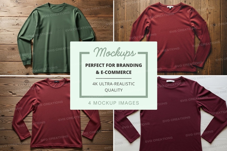 Four long sleeve t-shirt mockups