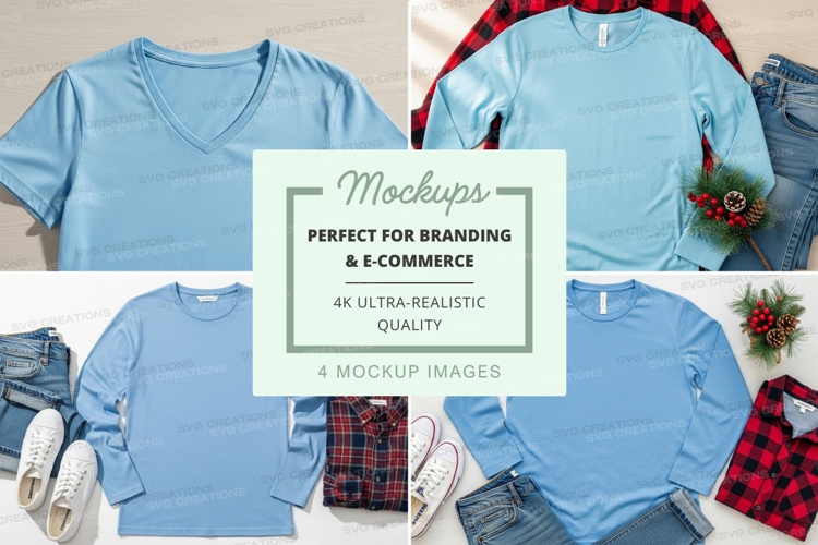 T-shirt mockup collection featuring various styles and color