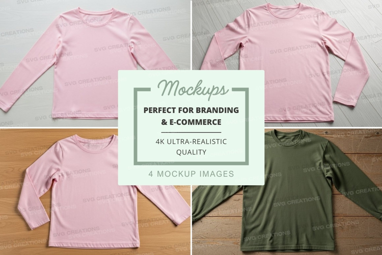 Four long sleeve t-shirt mockups