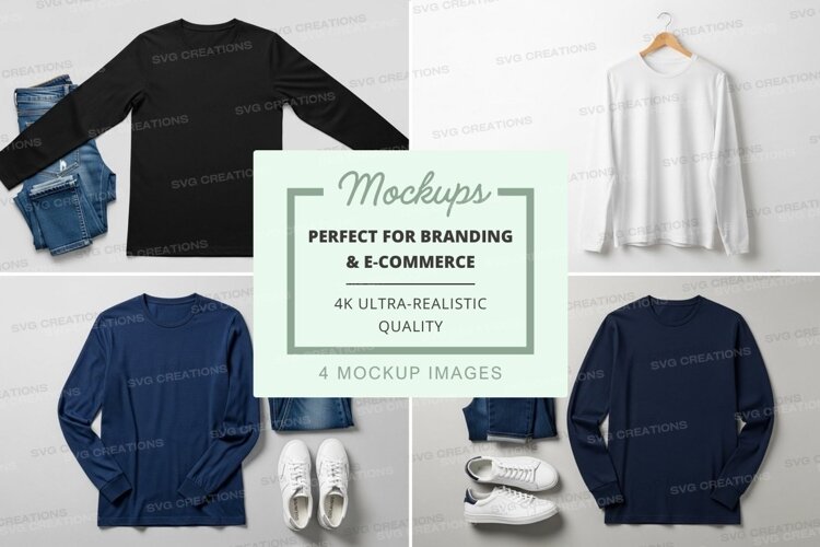 Outfit mockup with long sleeve t-shirts and accessories example image 1