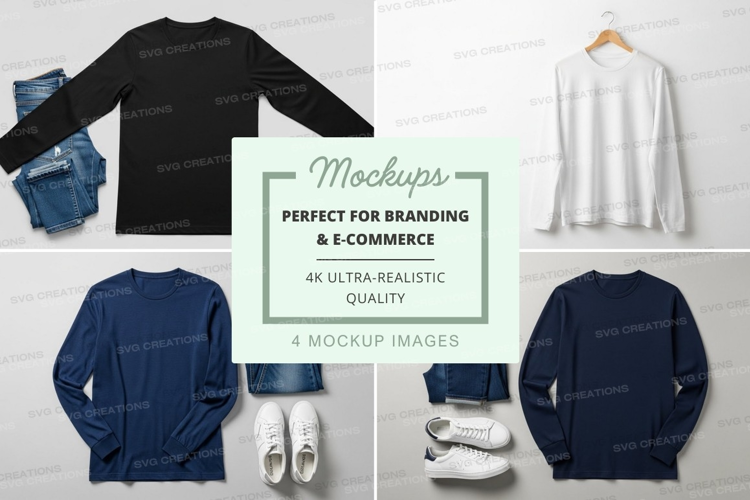 Outfit mockup with long sleeve t-shirts and accessories