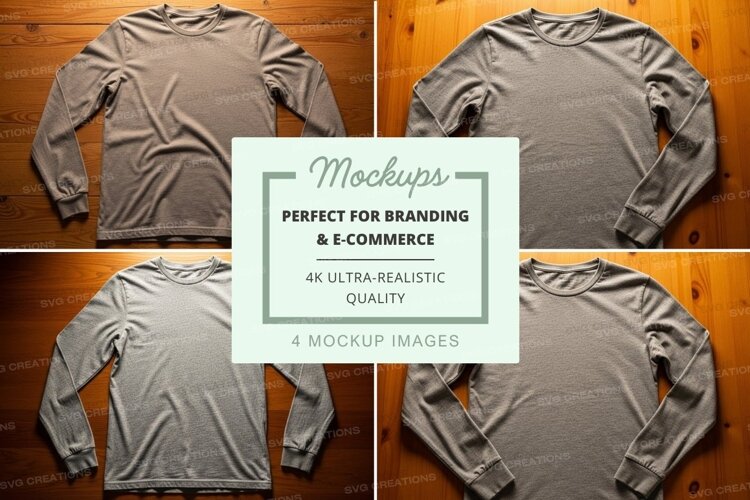 Long sleeve t-shirt mockup in gray example image 1